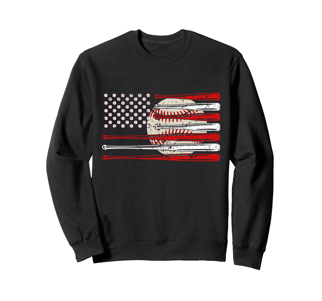 Baseball American Flag Usa Dad Mom Sweatshirt - Novelty Apparel for Adults - T-Shirt, Sweatshirt, Hoodie