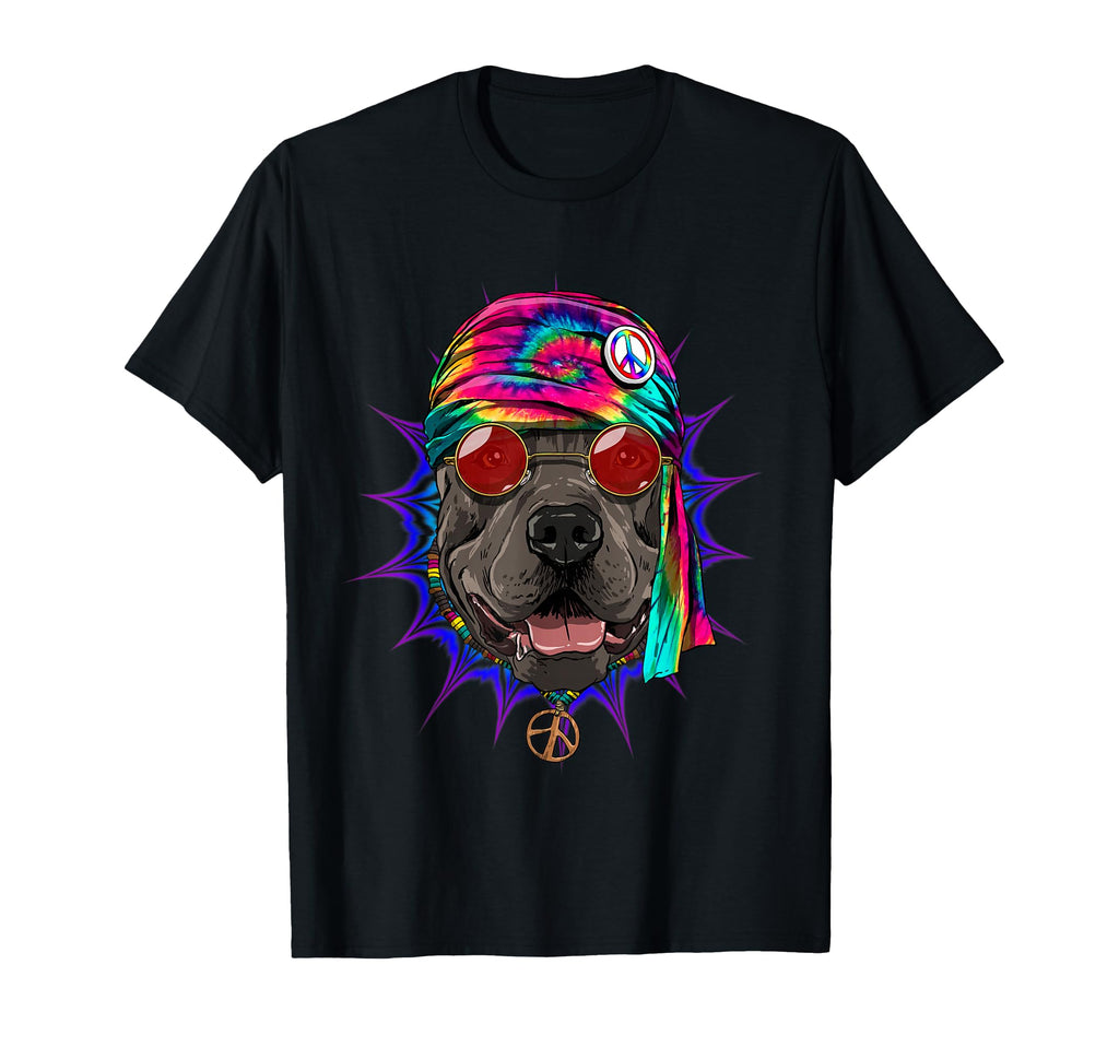 Tie Dye Hippie Pit Bull Hippiness T-Shirt - Minimalist Print for Adults - T-Shirt, Sweatshirt, Hoodie