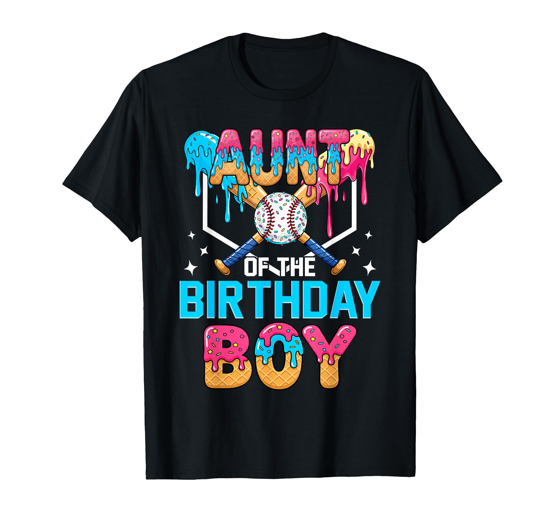 Aunt Birthday Funny Baseball Ice Cream T-Shirt - Graphic Print Men Women - T-Shirt, Sweatshirt, Hoodie