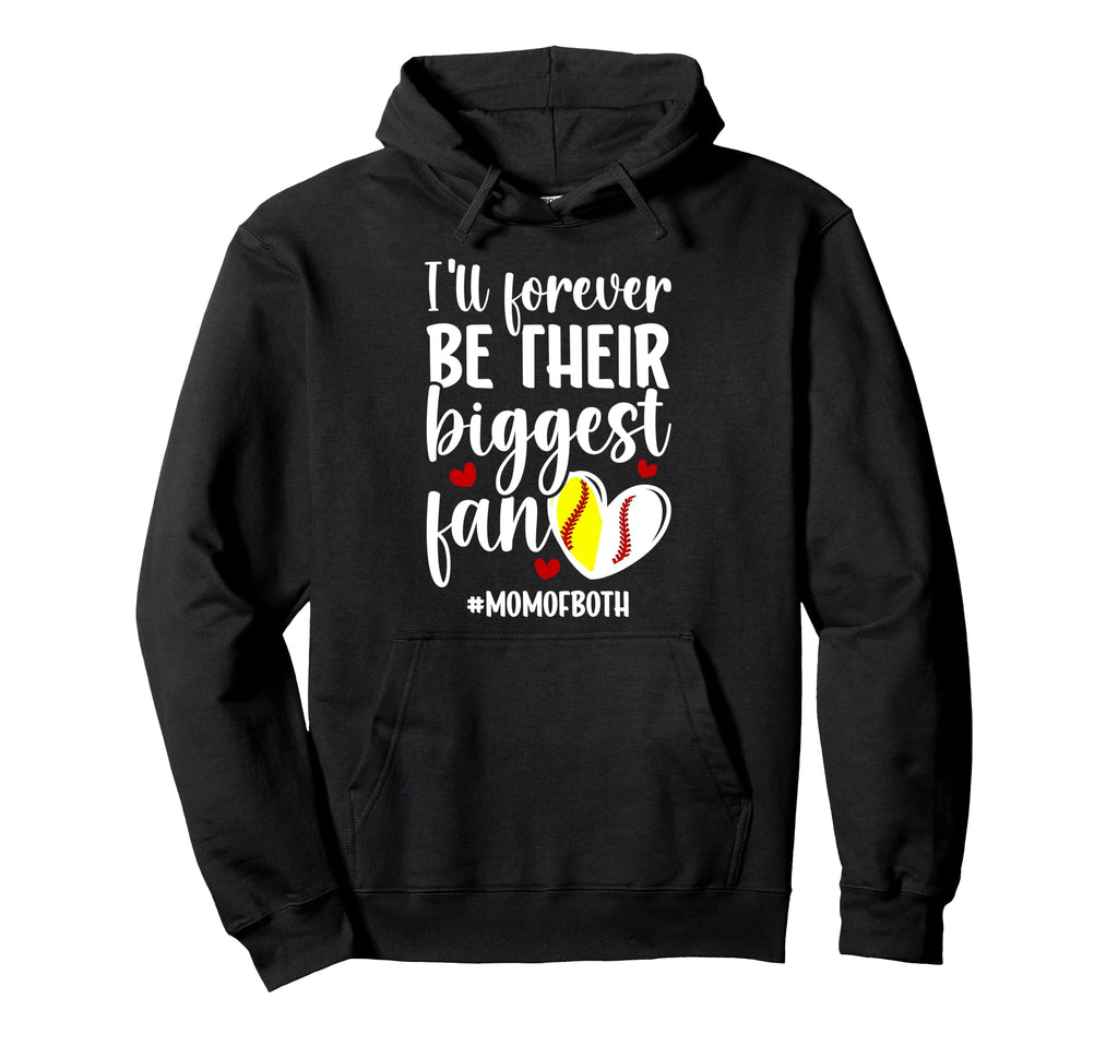 Their Biggest Fan Mom Both Baseball Hoodie - Trendy Graphic Men Women - T-Shirt, Sweatshirt, Hoodie