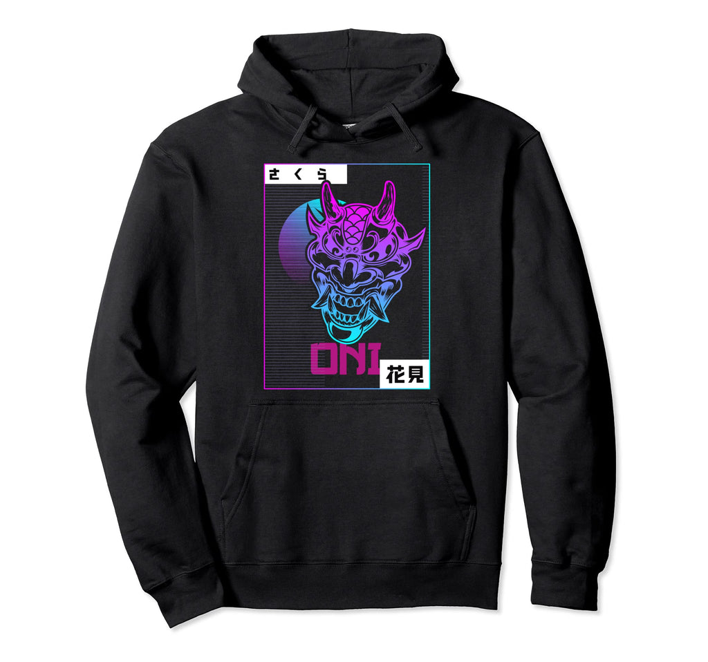 Japanese Demon Face Mask Devil Oni Hoodie - Aesthetic Graphic for Adults - T-Shirt, Sweatshirt, Hoodie