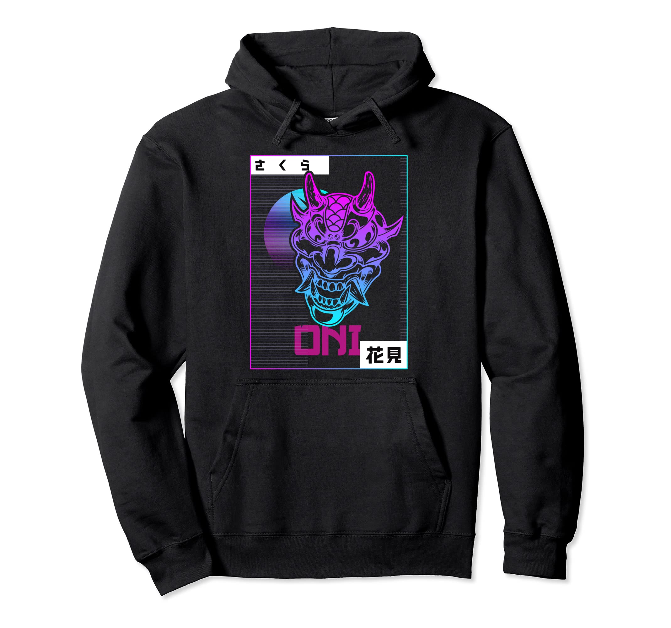 Japanese Demon Face Mask Devil Oni Hoodie - Aesthetic Graphic for Adults - T-Shirt, Sweatshirt, Hoodie