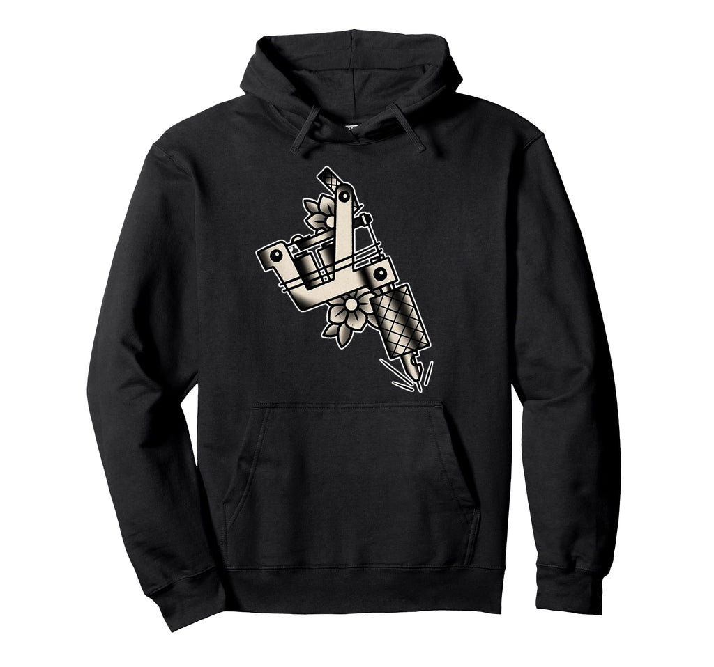 Coil Tattoo Machine Blackwork Flash Hoodie - Fun Novelty Design Unisex - T-Shirt, Sweatshirt, Hoodie