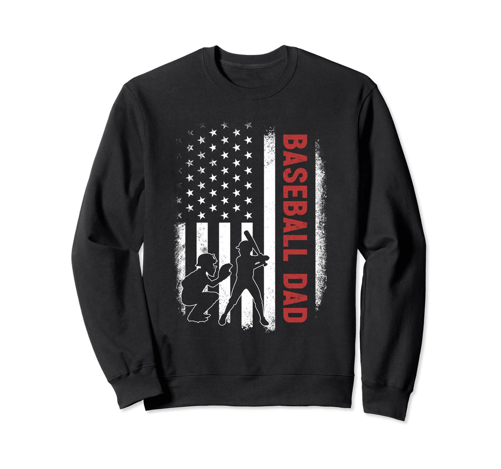 Baseball Dad American Us Flag Gifts Sweatshirt - Graphic Print for Adults - T-Shirt, Sweatshirt, Hoodie