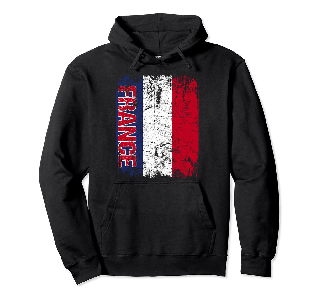 France Flag Distressed France Hoodie - Fun Novelty Design for Adults - T-Shirt, Sweatshirt, Hoodie