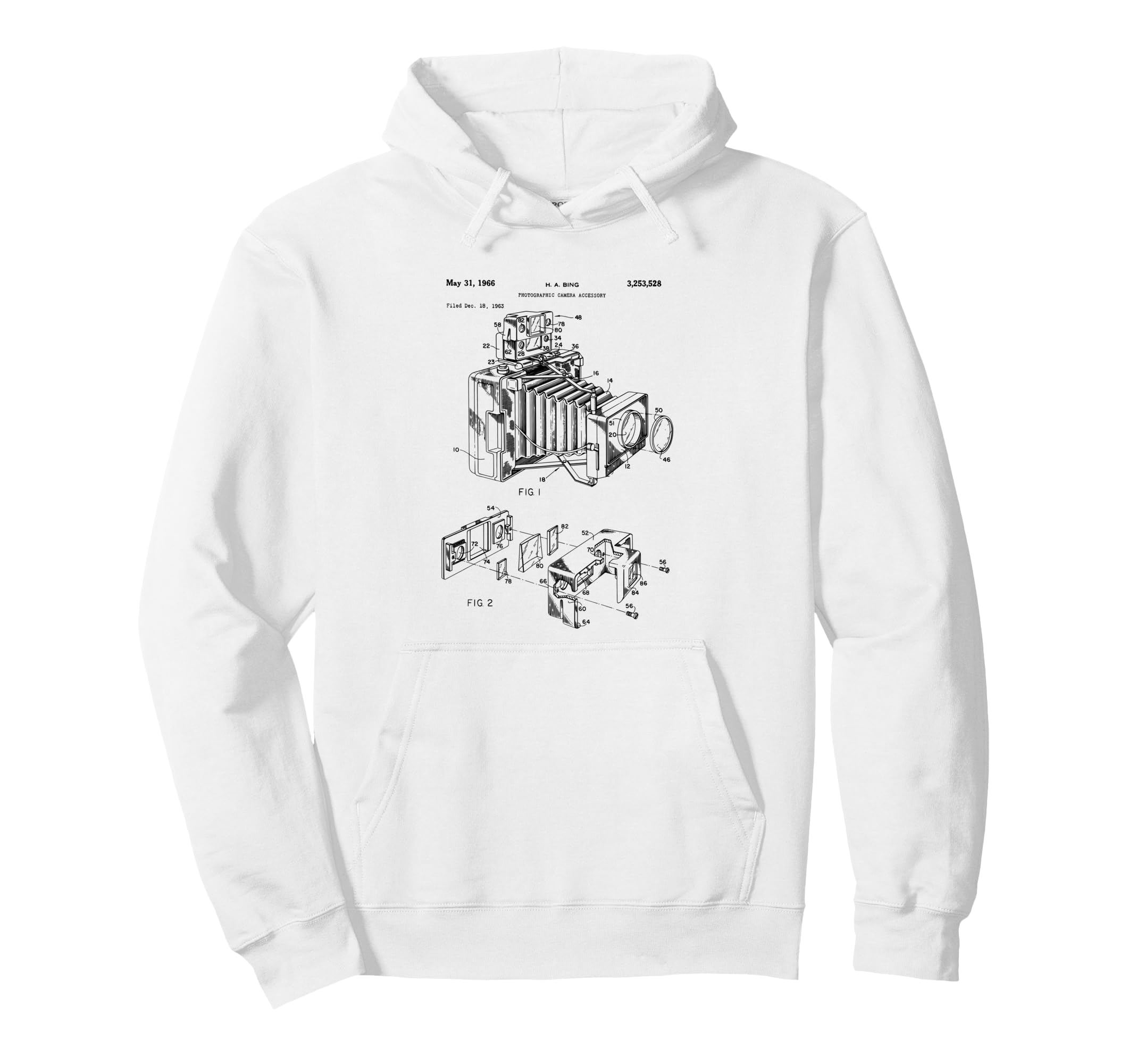 Camera Diagram Patent 1966 Photography Hoodie - Fun Novelty Design Unisex - T-Shirt, Sweatshirt, Hoodie