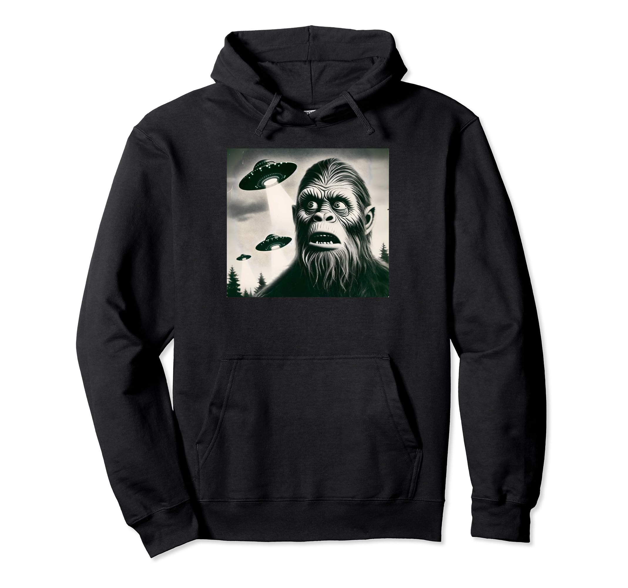 Funny Bigfoot Sasquatch Alien Ufo Hoodie - Minimalist Print Men Women - T-Shirt, Sweatshirt, Hoodie