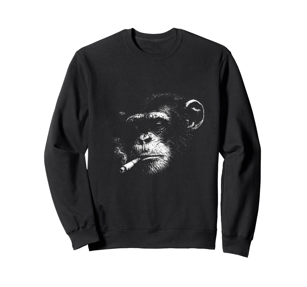 Grunge Cigarette Chimpanzee Sweatshirt - Casual Everyday Wear Men Women - T-Shirt, Sweatshirt, Hoodie