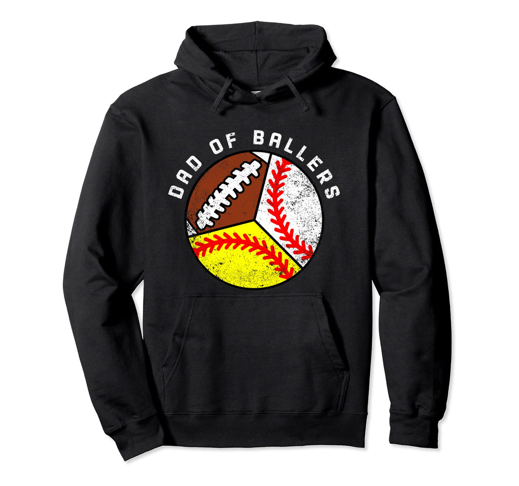 Dad Ballers Funny Baseball Softball Hoodie - Minimalist Print for Adults - T-Shirt, Sweatshirt, Hoodie