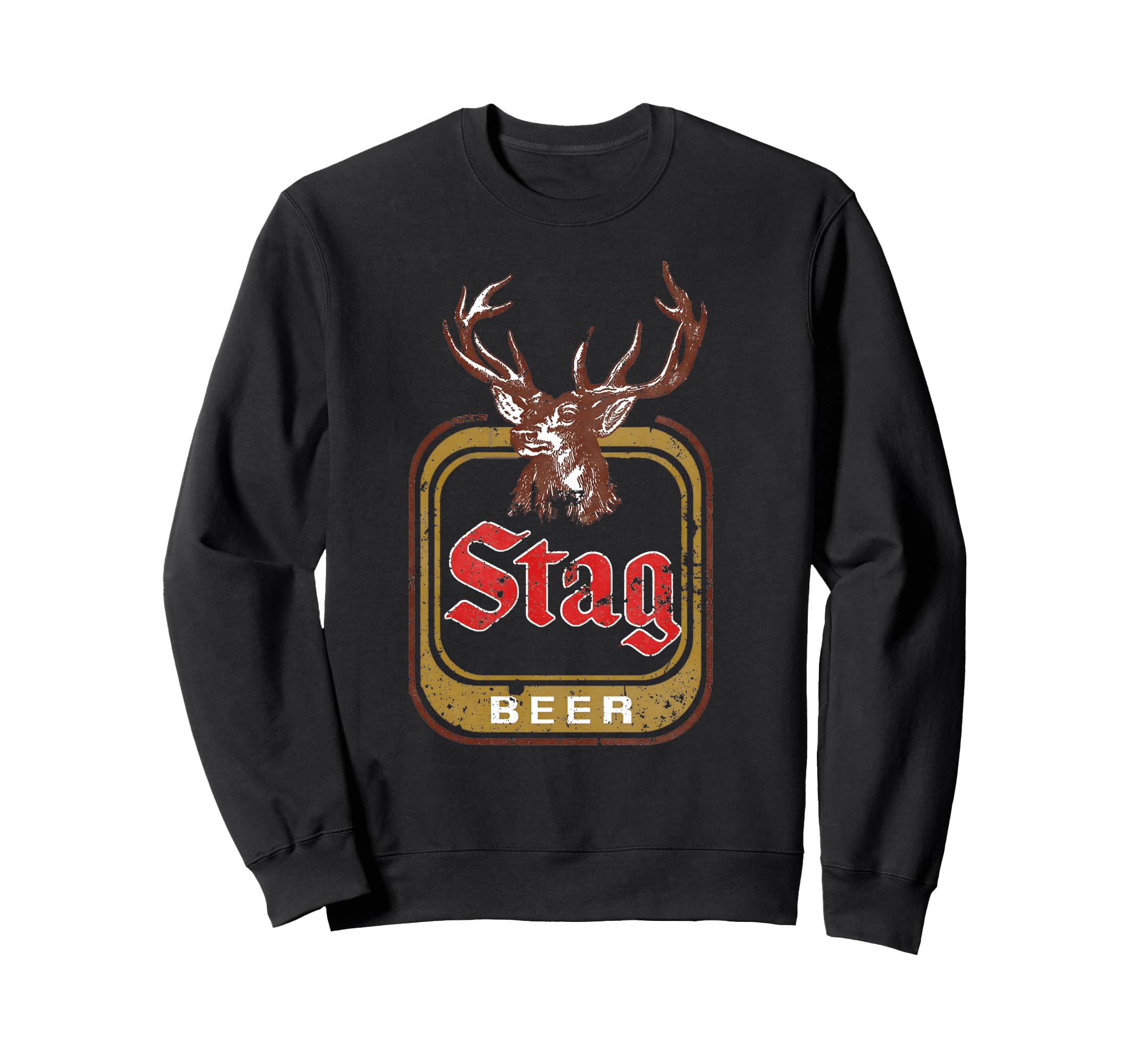 Stag Beer Distressed Sweatshirt - Trendy Graphic Unisex - T-Shirt, Sweatshirt, Hoodie