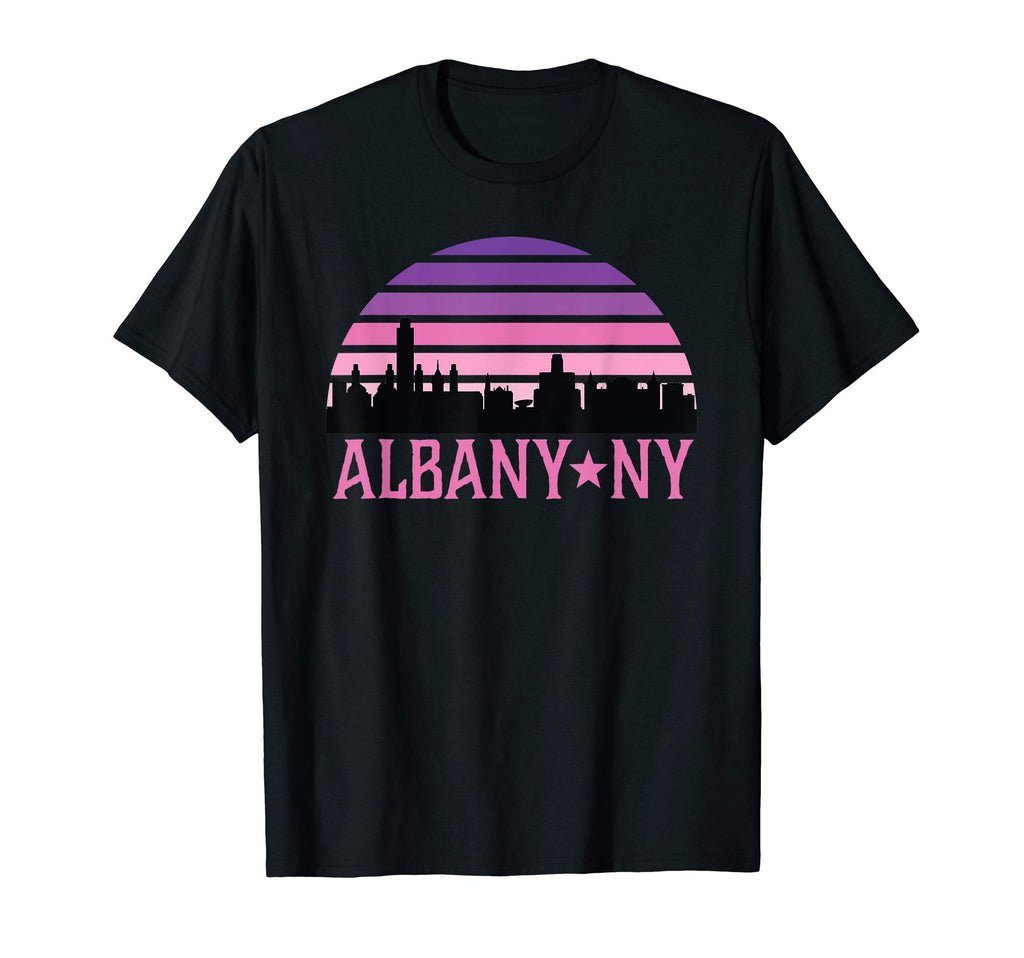 Albany New York Skyline Sunset T-Shirt - Fun Novelty Design Men Women - T-Shirt, Sweatshirt, Hoodie