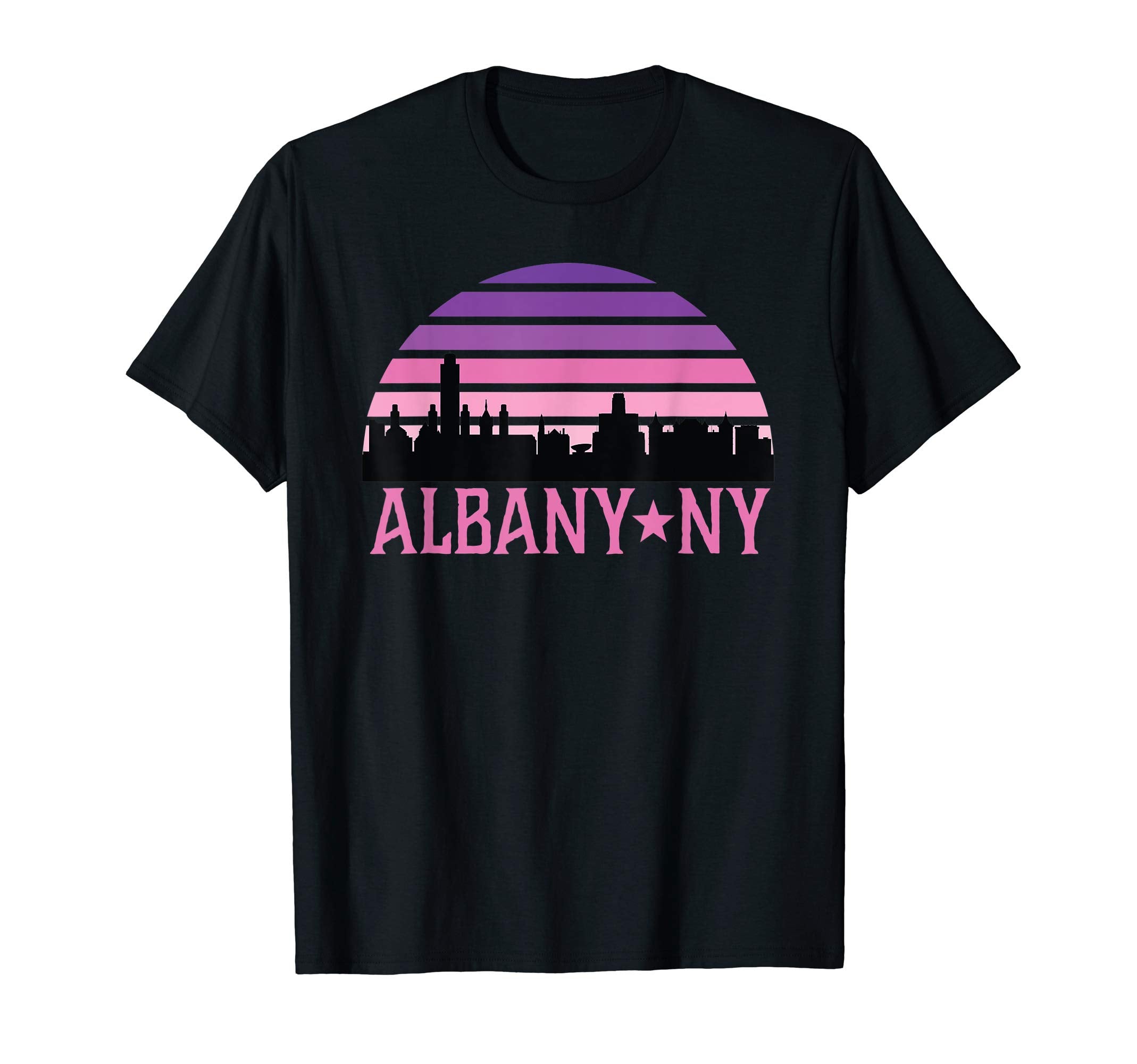 Albany New York Skyline Sunset T-Shirt - Fun Novelty Design Men Women - T-Shirt, Sweatshirt, Hoodie