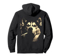 Siberian Husky Smoking Cigarette Hoodie - Aesthetic Graphic for Adults - T-Shirt, Sweatshirt, Hoodie