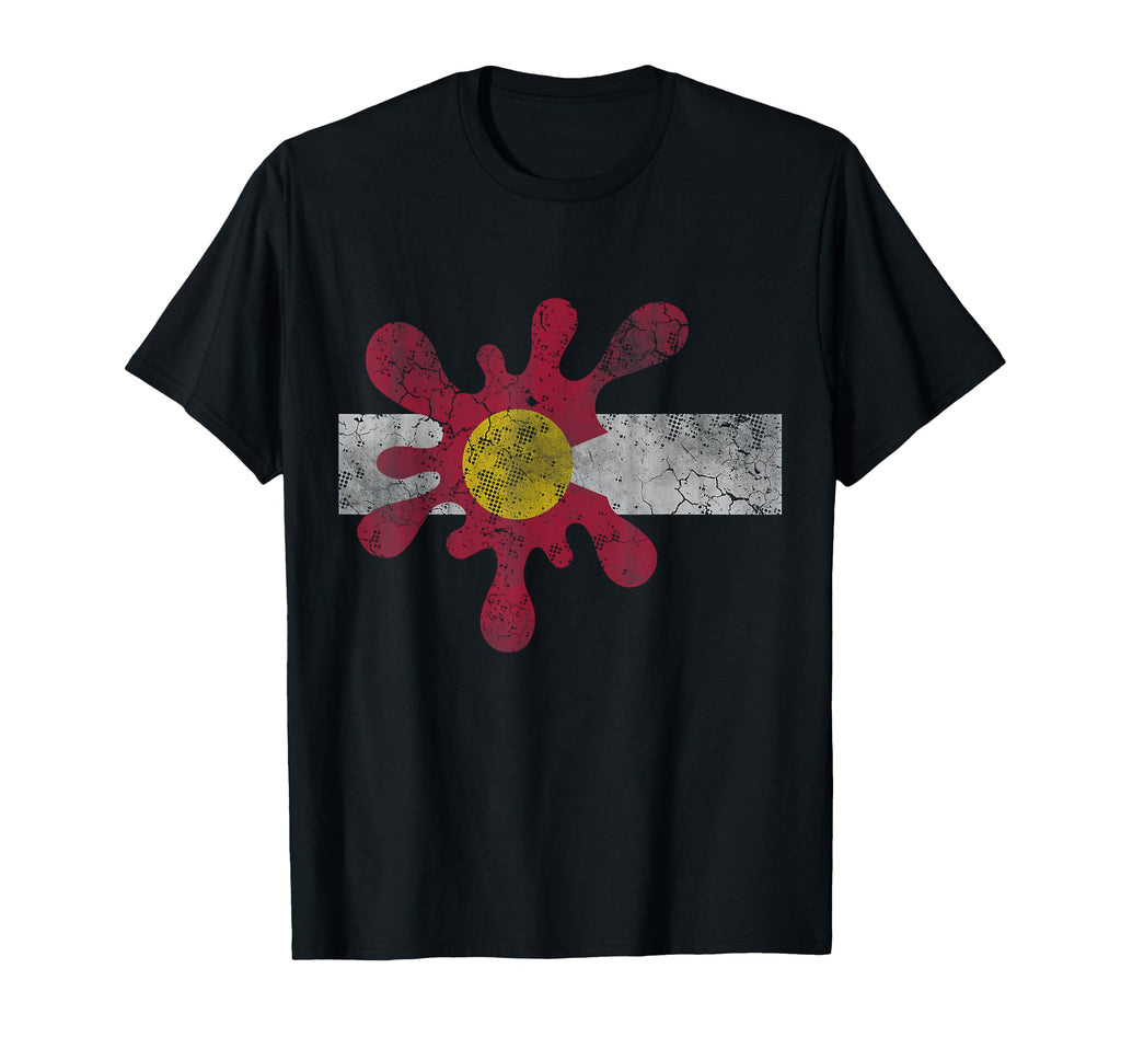 Colorado State Flag Splat Distressed T-Shirt - Graphic Print Unisex - T-Shirt, Sweatshirt, Hoodie
