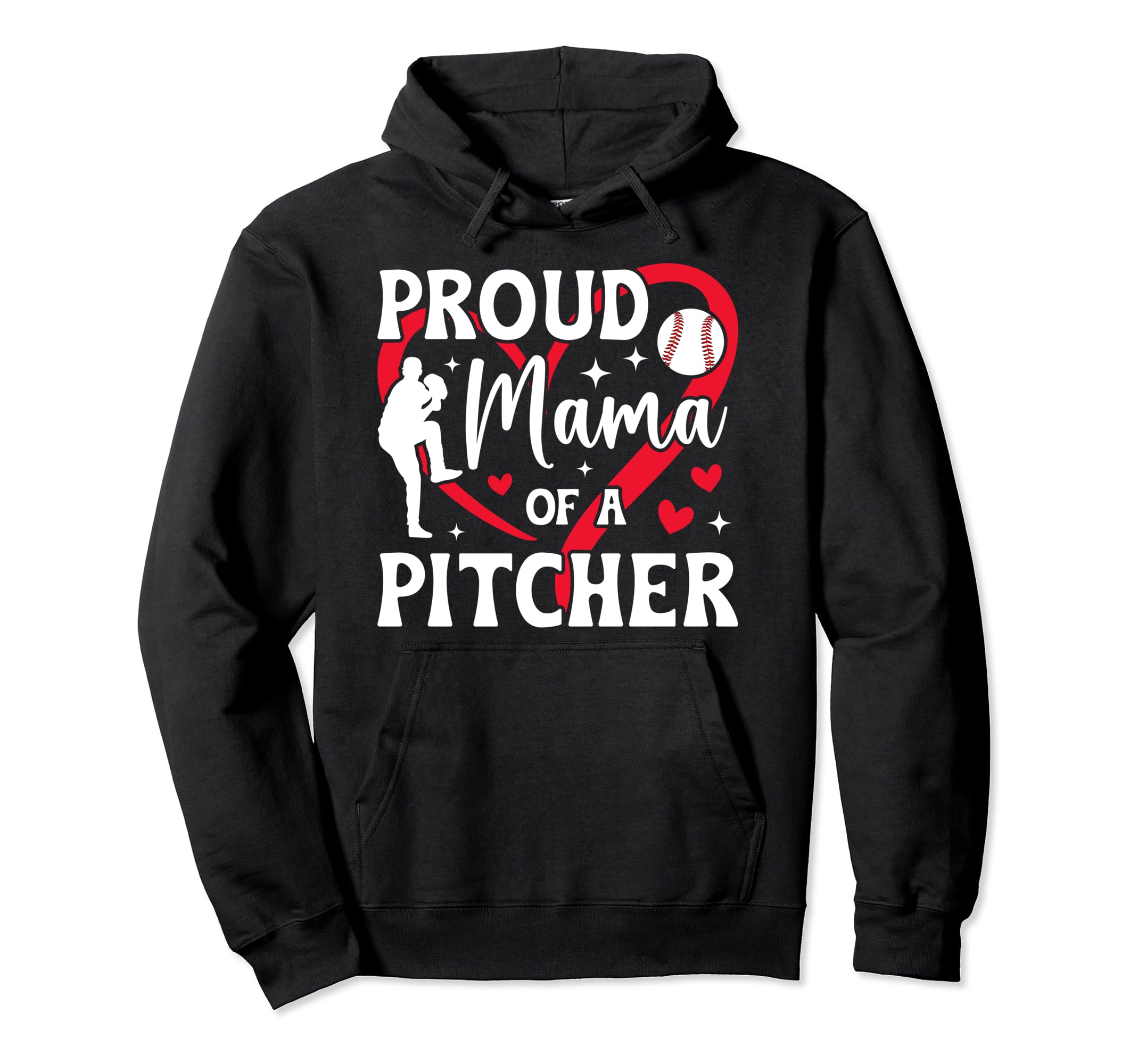 Proud Mama Baseball Pitcher Mom Baseball Hoodie - Minimalist Print Unisex - T-Shirt, Sweatshirt, Hoodie