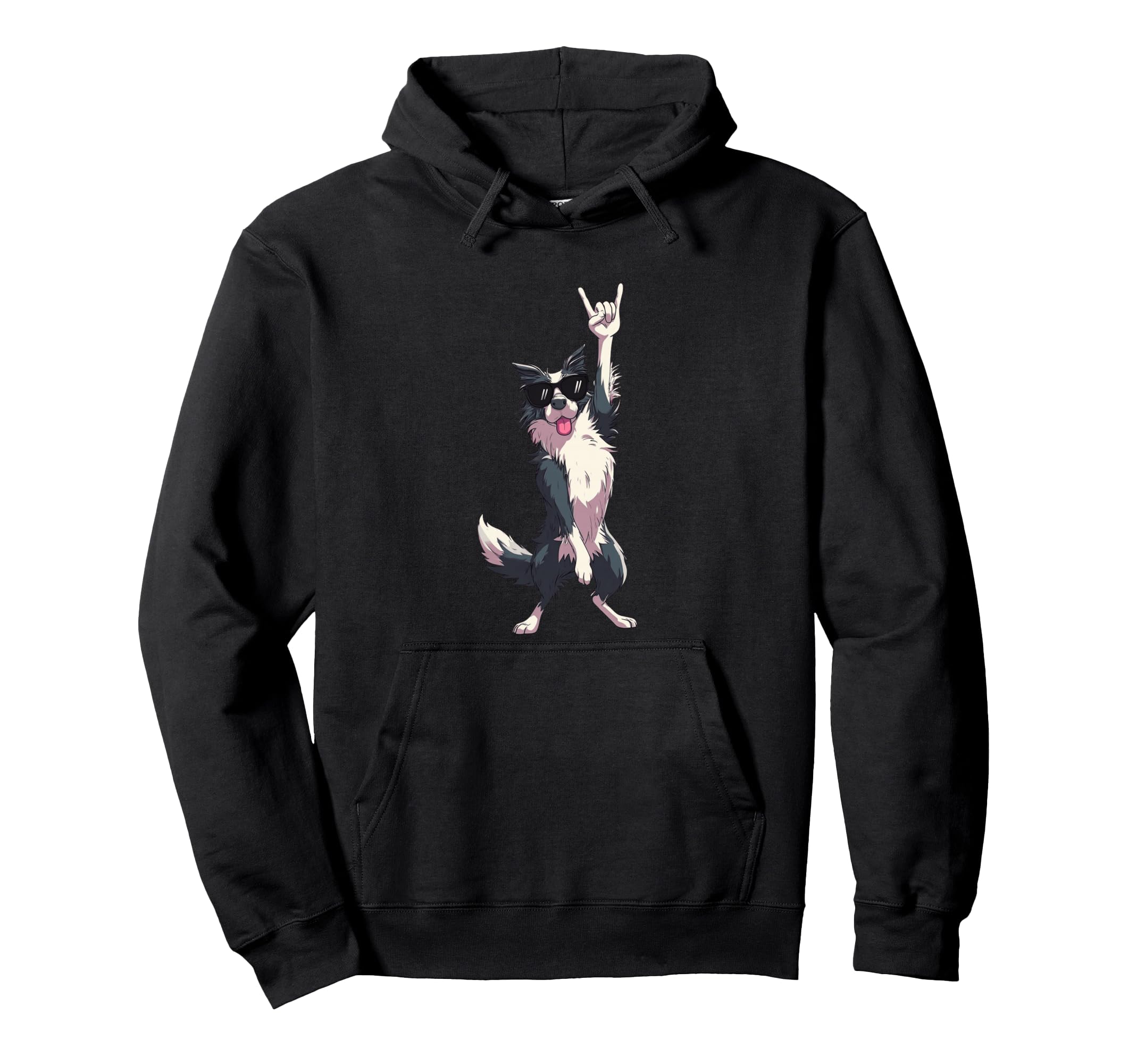 Border Collie Rock Star Dog Sunglasses Hoodie - Unique Graphic Unisex - T-Shirt, Sweatshirt, Hoodie