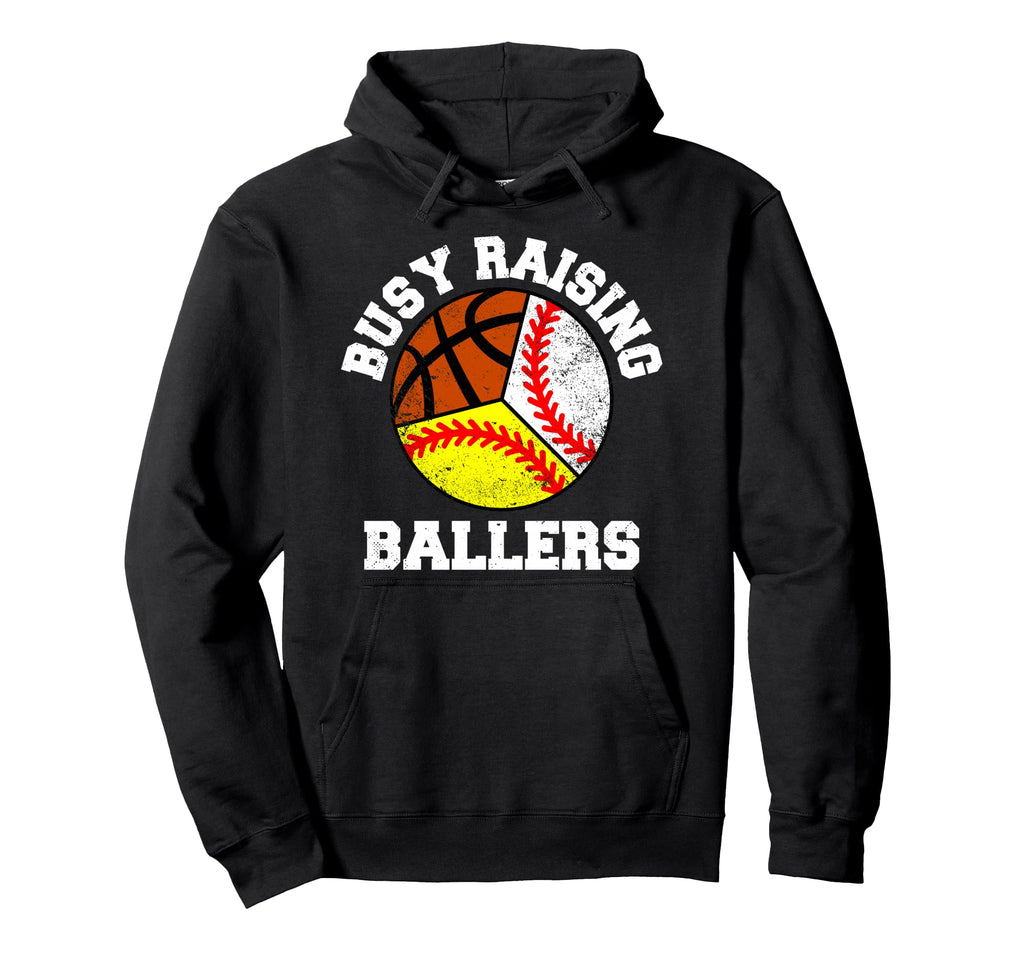 Busy Raising Ballers Funny Baseball Hoodie - Streetwear Style for Adults - T-Shirt, Sweatshirt, Hoodie