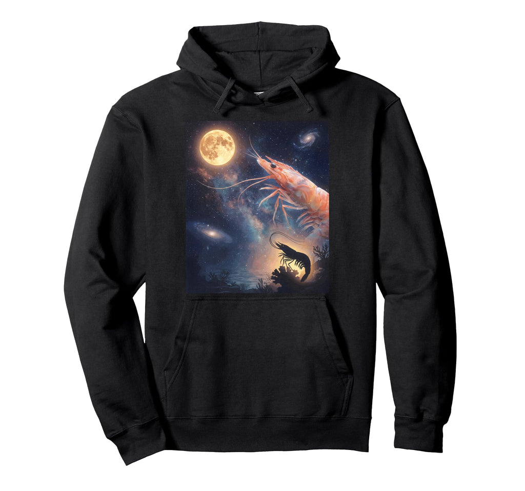 Shrimp Art Celestial Moon Galaxy Hoodie - Casual Everyday Wear Unisex - T-Shirt, Sweatshirt, Hoodie