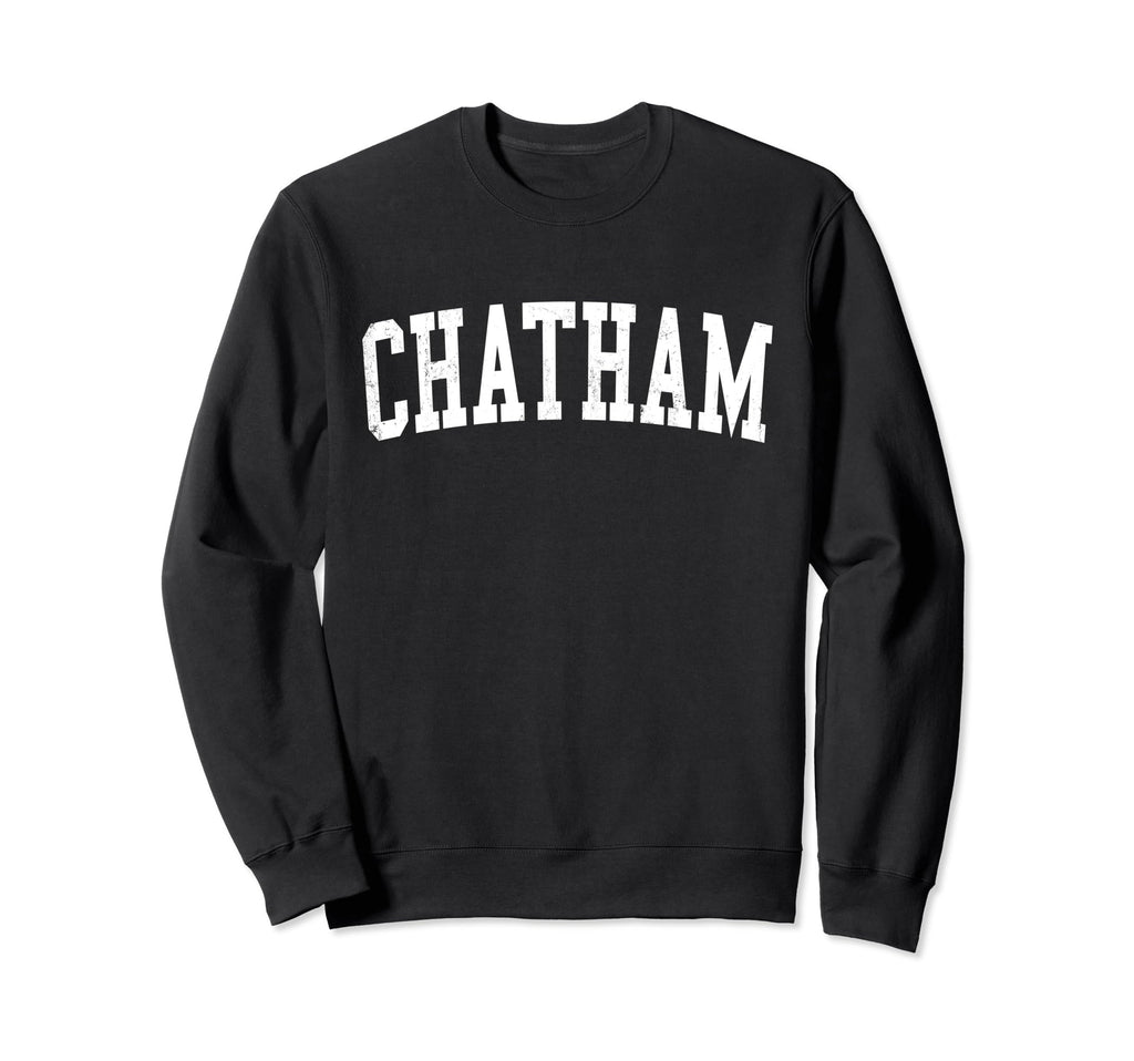 Chatham Il Distressed White Varsity Sweatshirt - Minimalist Print Unisex - T-Shirt, Sweatshirt, Hoodie