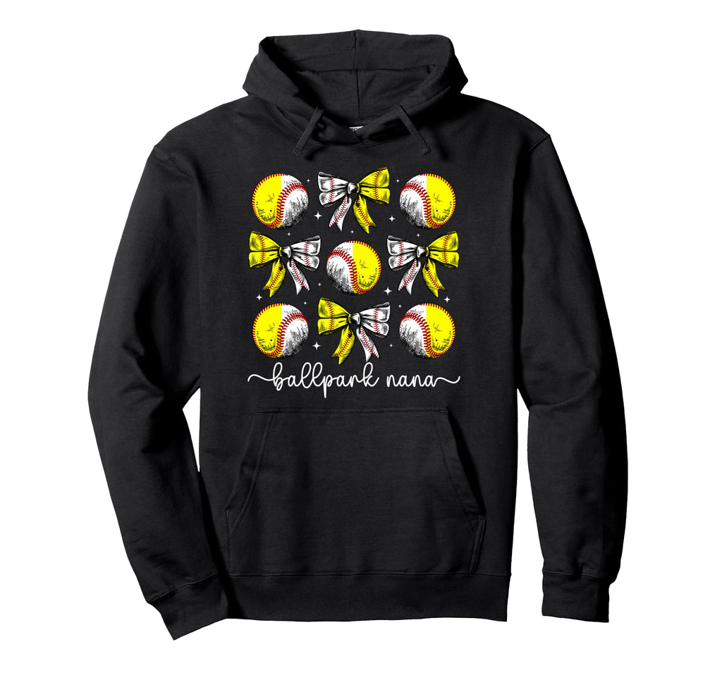 Ballpark Nana Coquette Softball Hoodie - Casual Everyday Wear Unisex - T-Shirt, Sweatshirt, Hoodie