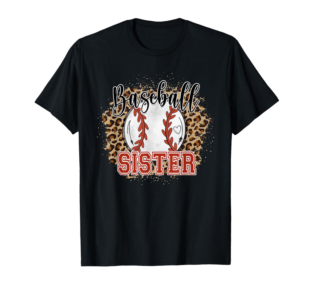 Baseball Sister Leopard Heart Funny T-Shirt - Custom Art Print for Adults - T-Shirt, Sweatshirt, Hoodie