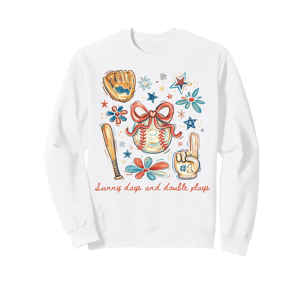 Sunny Days And Double Plays Trendy Sweatshirt - Graphic Print for Adults - T-Shirt, Sweatshirt, Hoodie