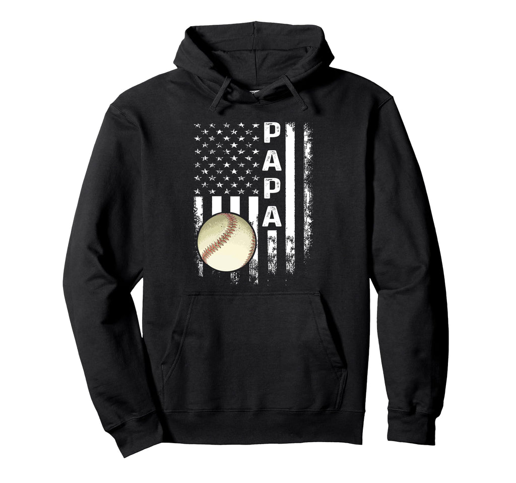 Baseball Papa America Flag Hoodie - Unique Graphic for Adults - T-Shirt, Sweatshirt, Hoodie