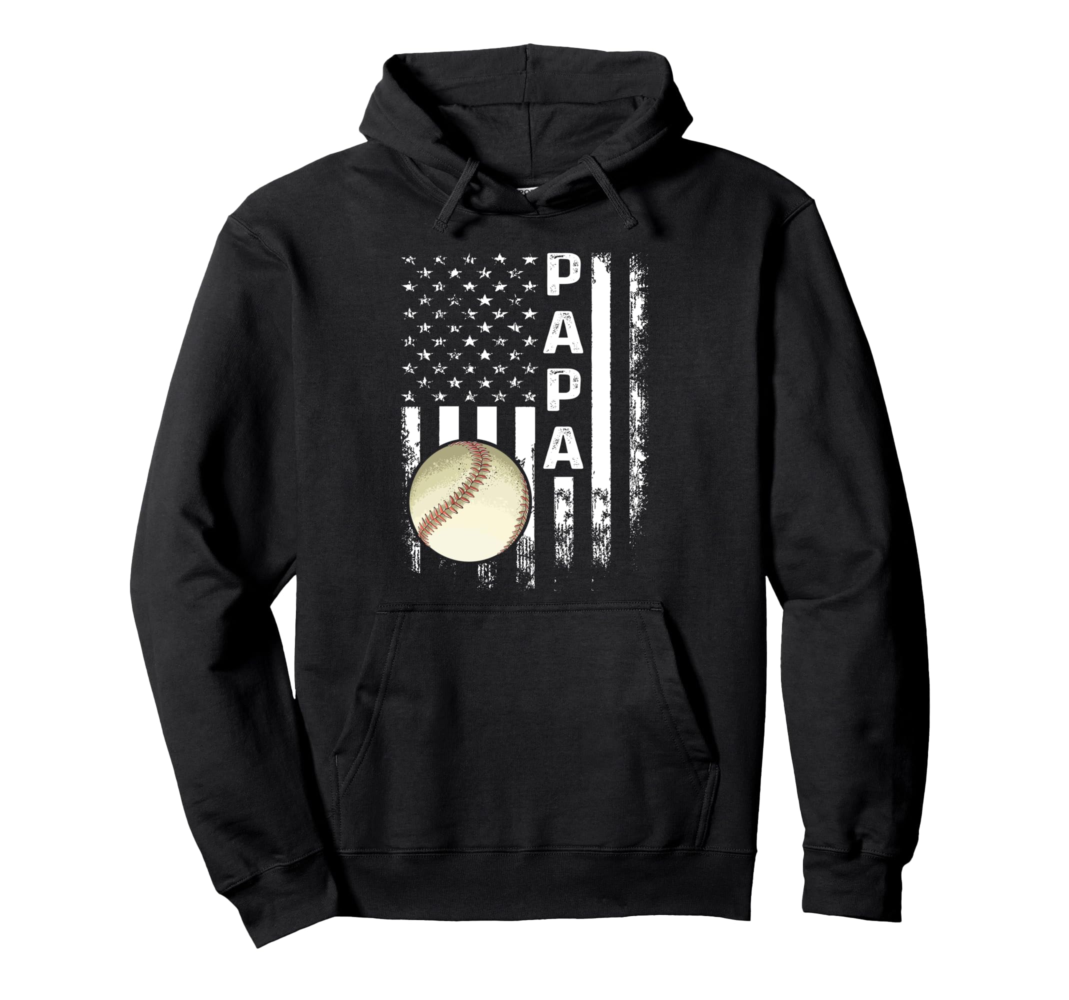 Baseball Papa America Flag Hoodie - Unique Graphic for Adults - T-Shirt, Sweatshirt, Hoodie