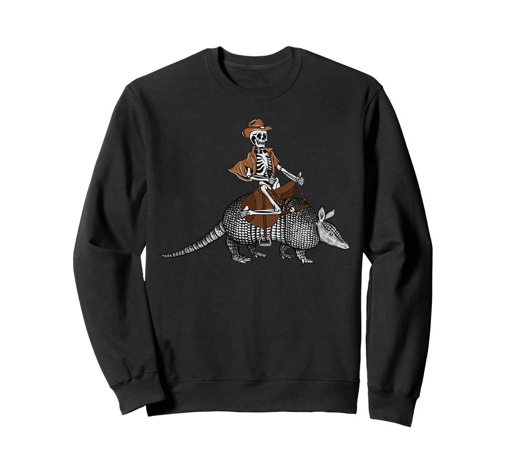 Cowboy Skeleton Riding Armadillo Sweatshirt - Minimalist Print Unisex - T-Shirt, Sweatshirt, Hoodie