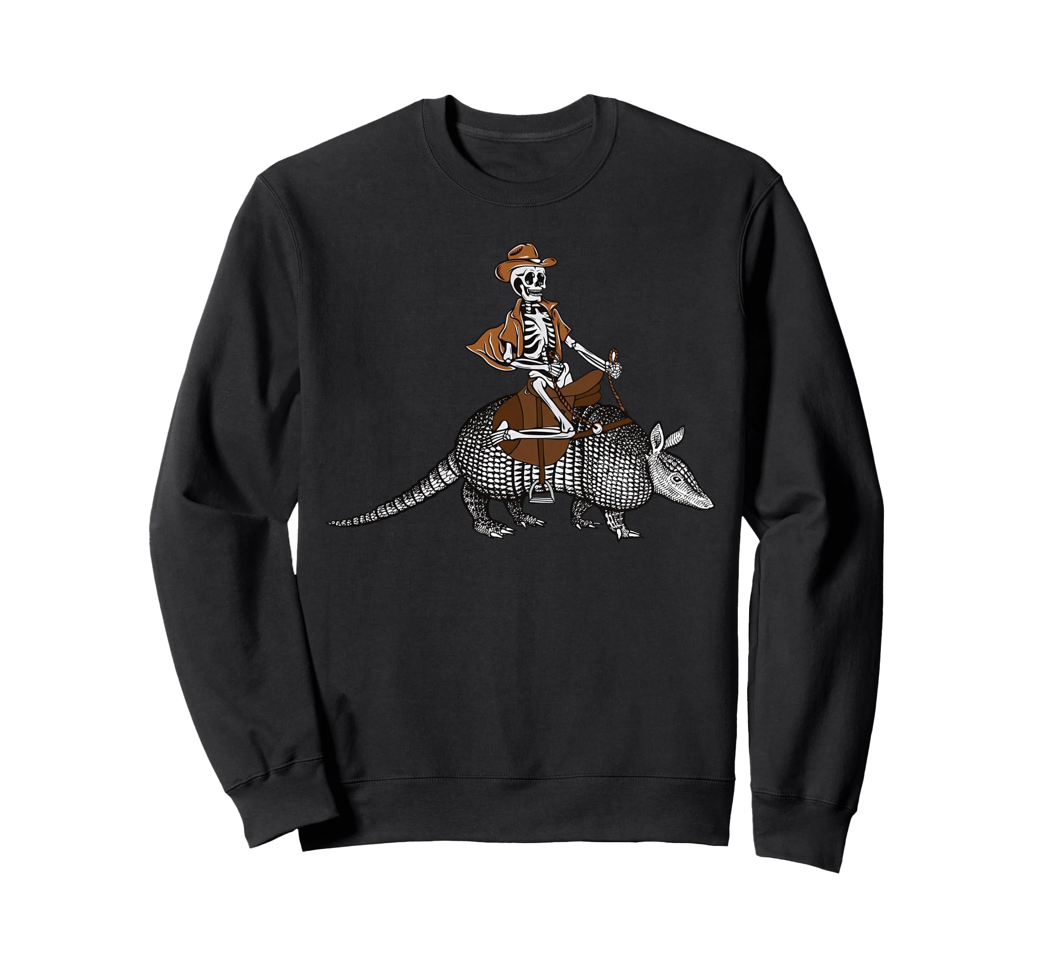 Cowboy Skeleton Riding Armadillo Sweatshirt - Minimalist Print Unisex - T-Shirt, Sweatshirt, Hoodie