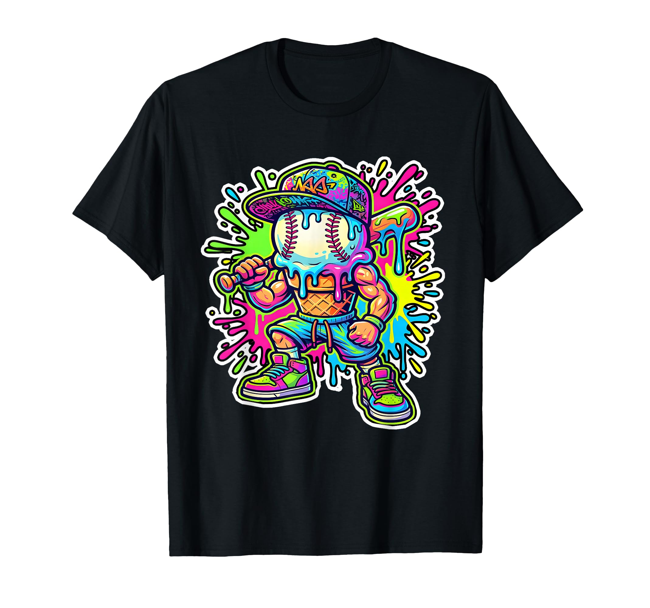 Baseball Ice Cream Drip Baseball T-Shirt - Custom Art Print for Adults - T-Shirt, Sweatshirt, Hoodie