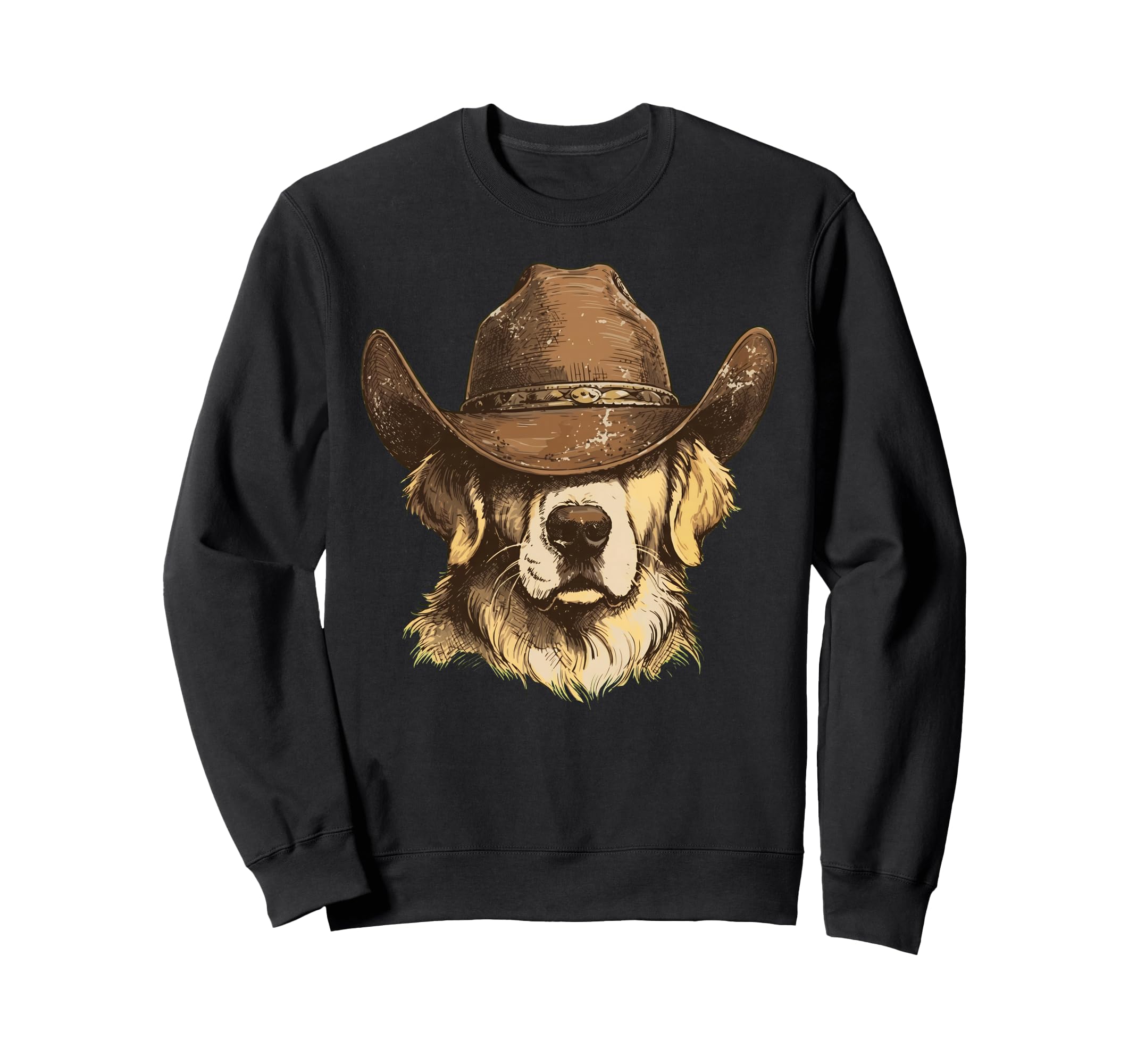 Golden Retriever Cowboy Western Hat Sweatshirt - Trendy Graphic Unisex - T-Shirt, Sweatshirt, Hoodie