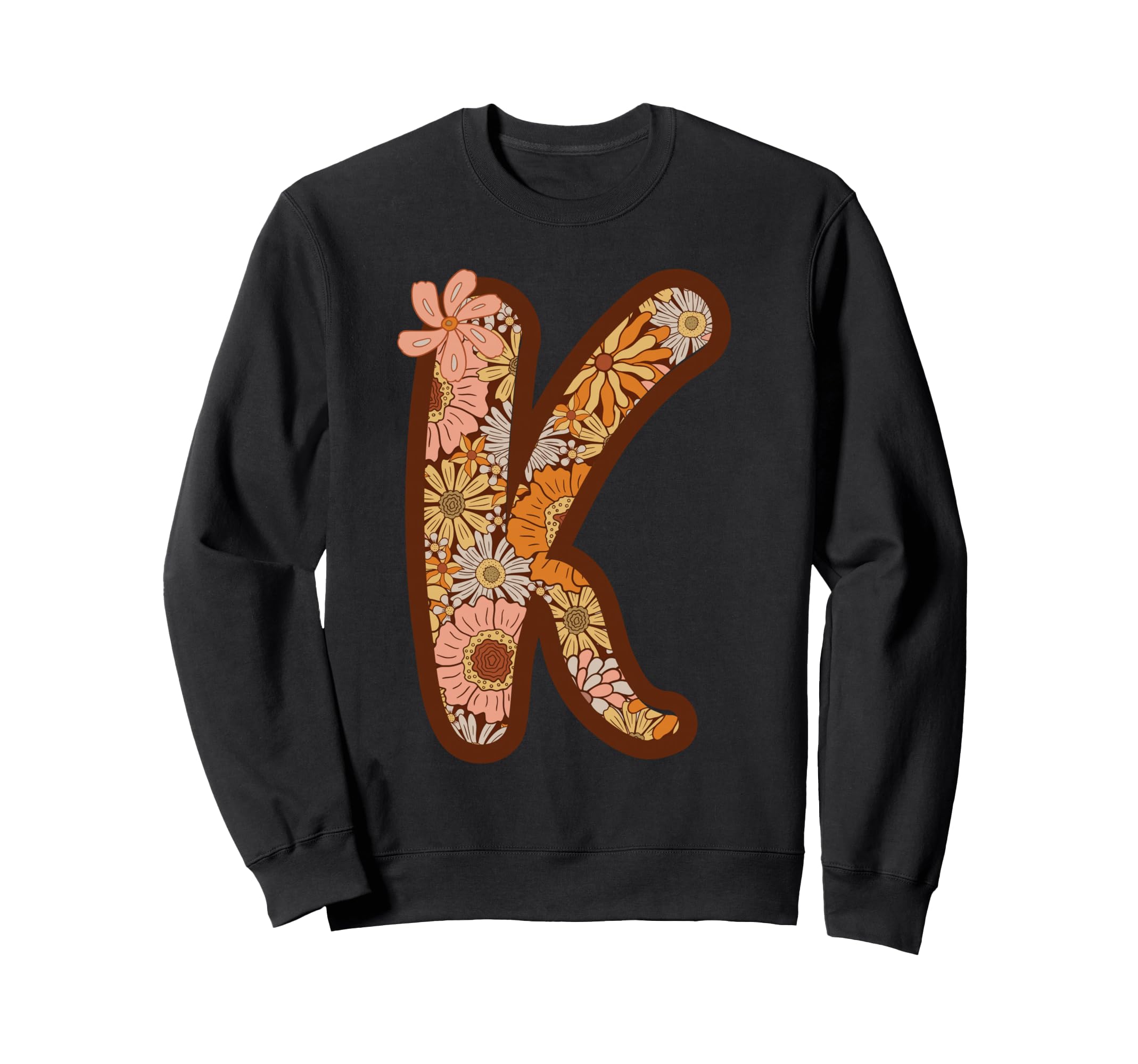 Letter K Initial Floral Sweatshirt - Casual Everyday Wear Men Women - T-Shirt, Sweatshirt, Hoodie