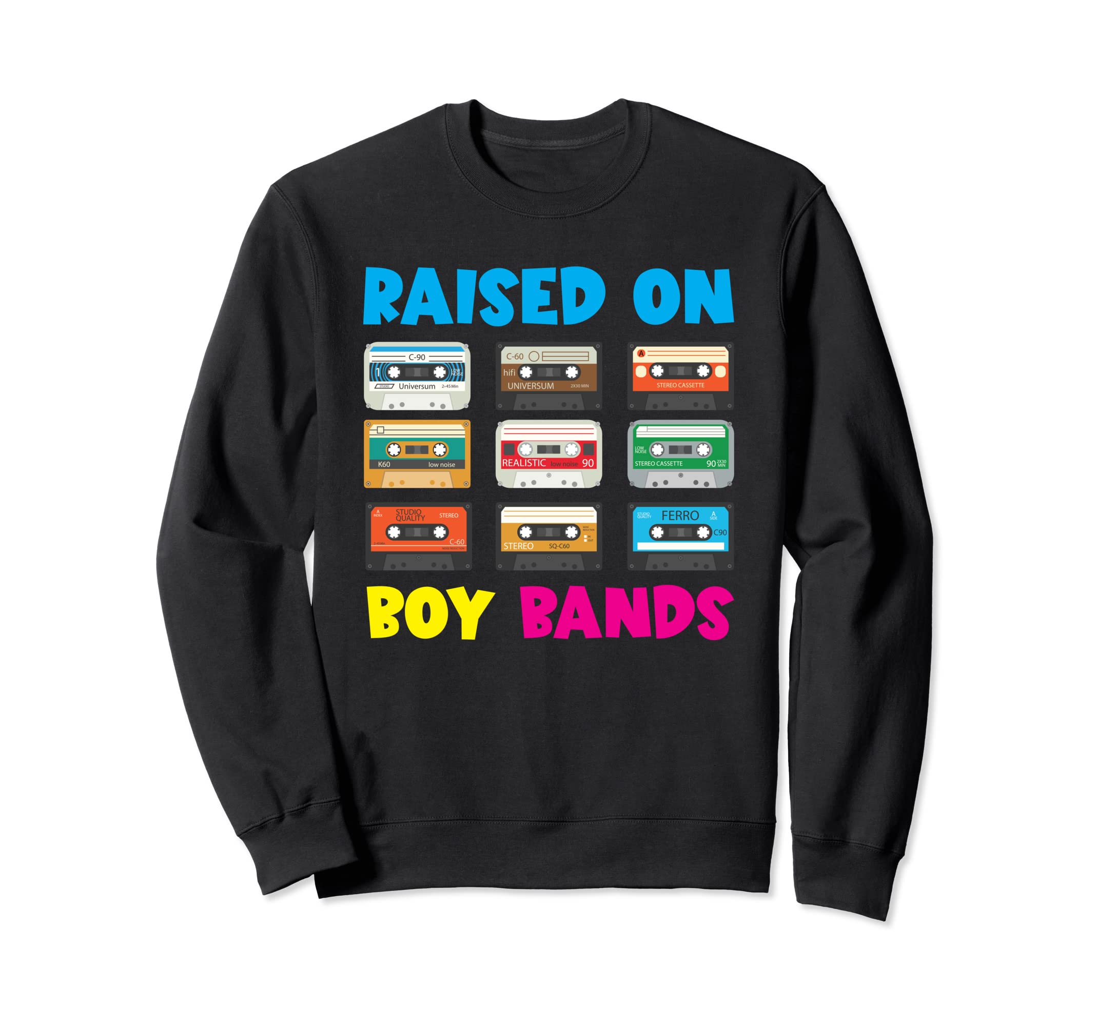 Raised 90S Bands Cassette Tape Sweatshirt - Trendy Graphic for Adults - T-Shirt, Sweatshirt, Hoodie