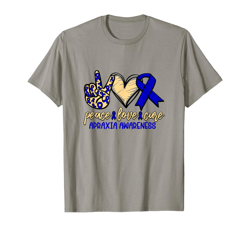 Peace Love Cure Apraxia Awareness T-Shirt - Novelty Apparel for Adults - T-Shirt, Sweatshirt, Hoodie