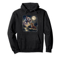 Pit Bull Howling To Moon 90S Hoodie - Fun Novelty Design for Adults - T-Shirt, Sweatshirt, Hoodie