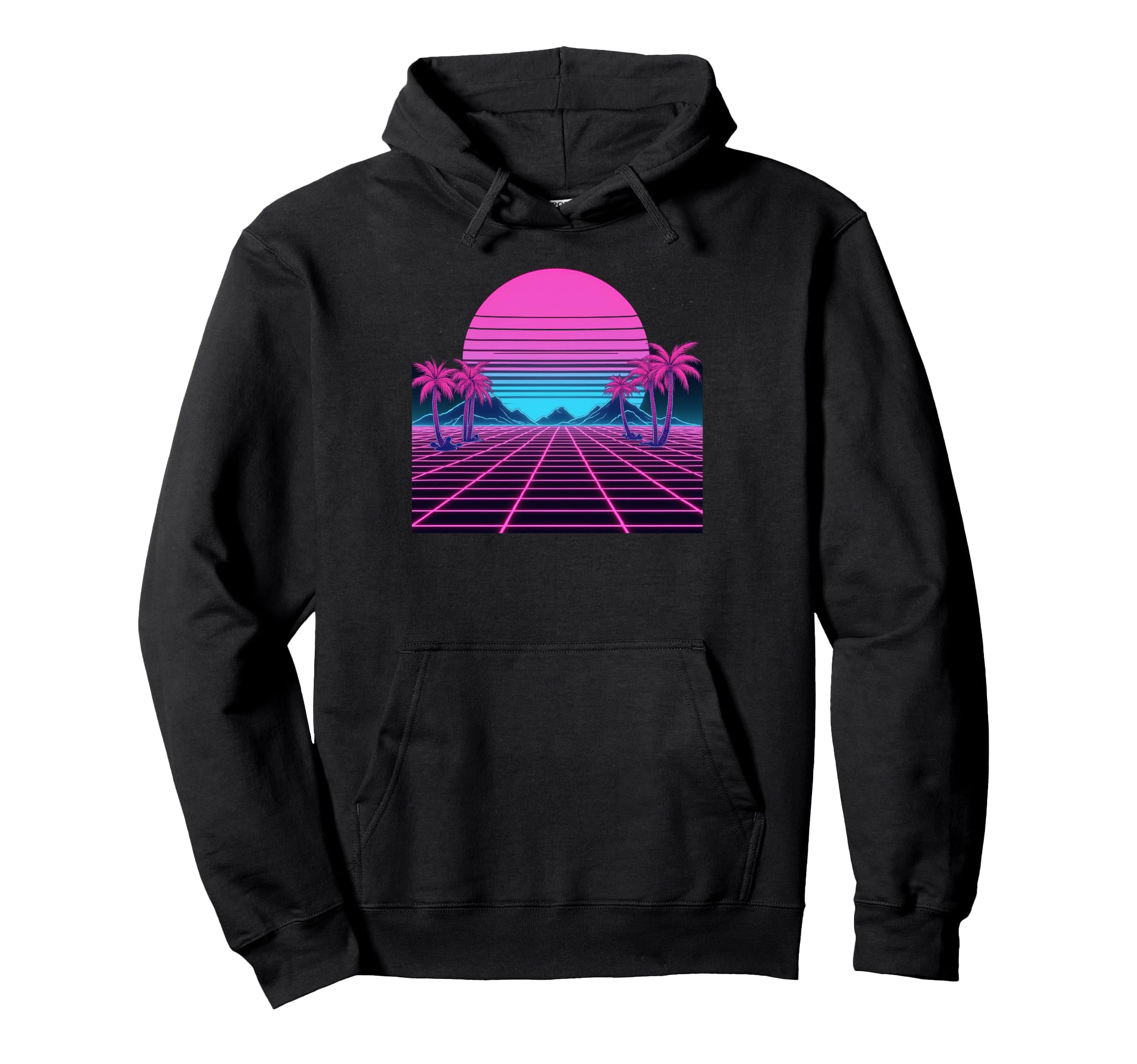 80S Vaporwave Aesthetic Palm Trees Sunset Hoodie - Custom Art Print Unisex - T-Shirt, Sweatshirt, Hoodie