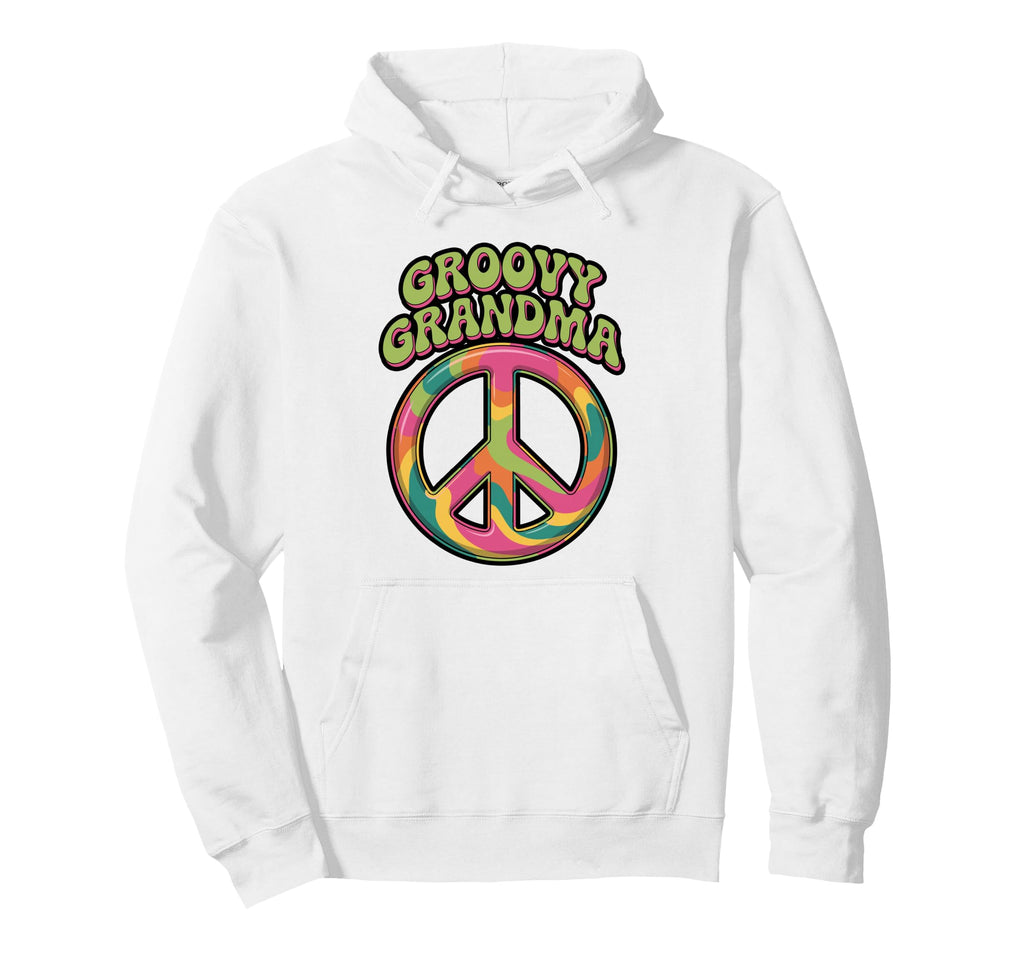 Groovy Grandma Rainbow Peace Sign Hoodie - Minimalist Print Unisex - T-Shirt, Sweatshirt, Hoodie