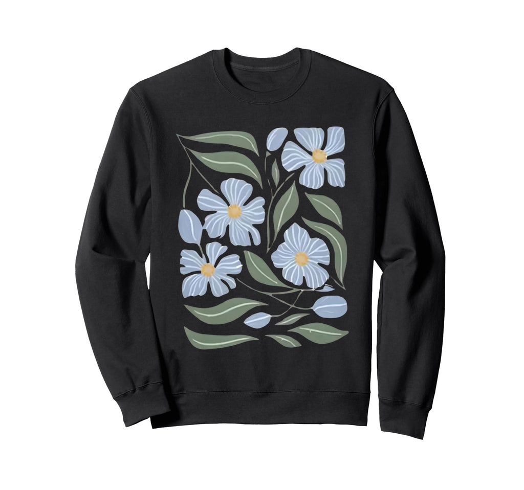 Wildflower Blue Spring Boho Sweatshirt - Minimalist Print for Adults - T-Shirt, Sweatshirt, Hoodie