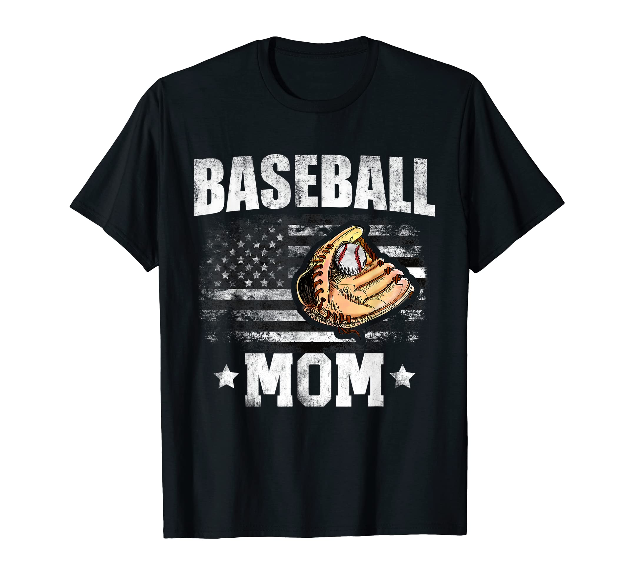 Softball Baseball Mom American Flag T-Shirt - Novelty Apparel Unisex - T-Shirt, Sweatshirt, Hoodie