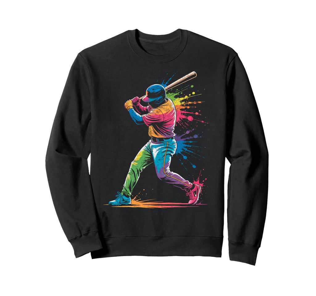 Paint Splash Baseball Player Sweatshirt - Minimalist Print for Adults - T-Shirt, Sweatshirt, Hoodie