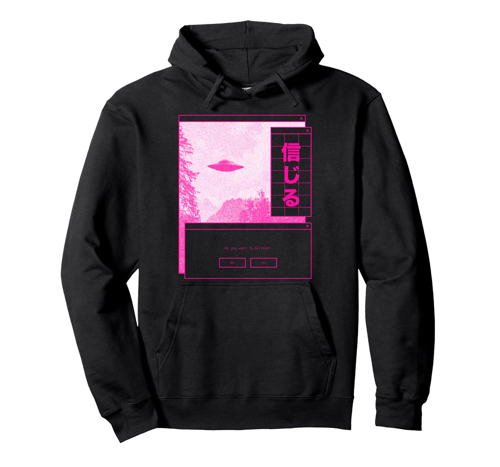 Ufo Vaporwave Aesthetic Japanese 80S Hoodie - Novelty Apparel Men Women - T-Shirt, Sweatshirt, Hoodie