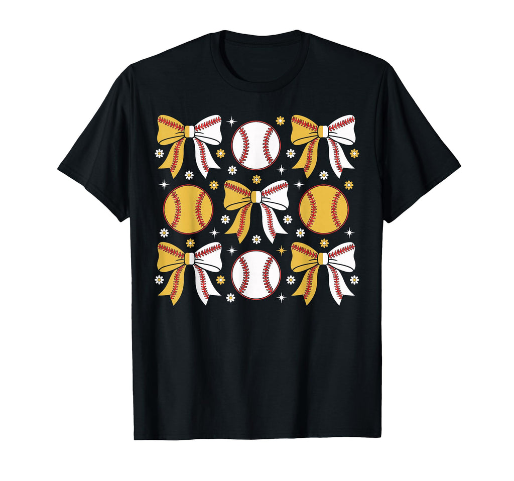 Coquette Bow Mama Baseball Life Softball T-Shirt - Graphic Print Unisex - T-Shirt, Sweatshirt, Hoodie