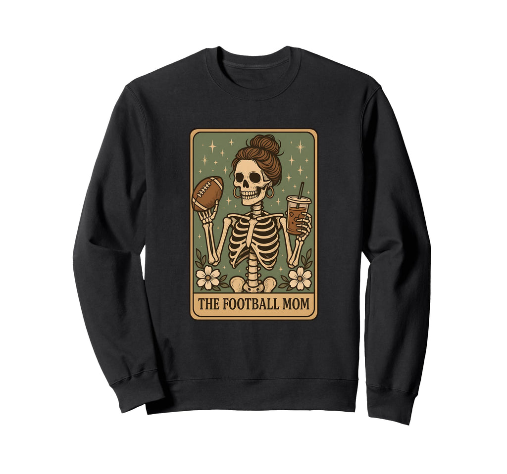 Football Mom Tarot Card Skeleton Sweatshirt - Minimalist Print for Adults - T-Shirt, Sweatshirt, Hoodie