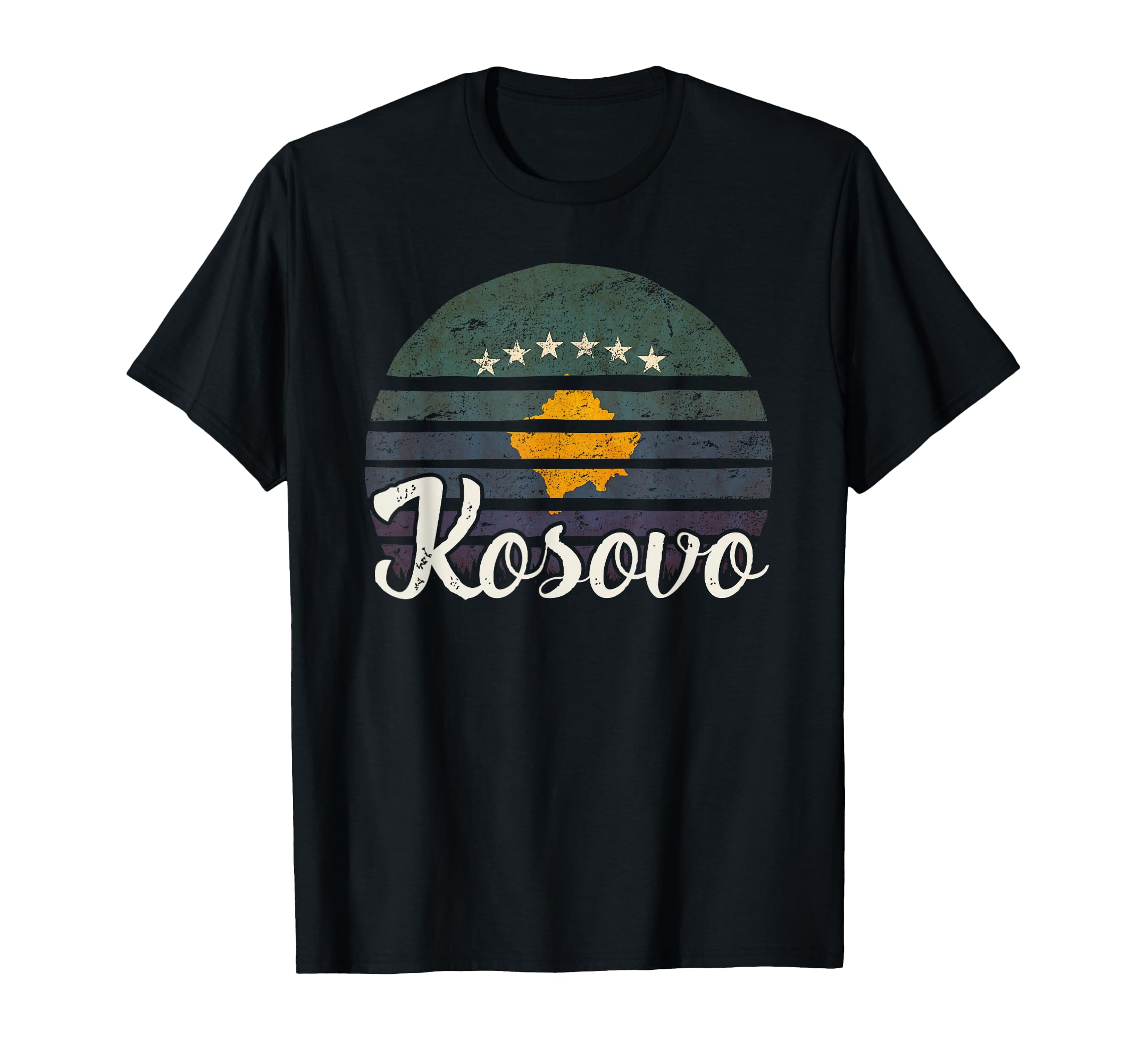Kosovo Flag Sunset Art T-Shirt - Novelty Apparel Men Women - T-Shirt, Sweatshirt, Hoodie