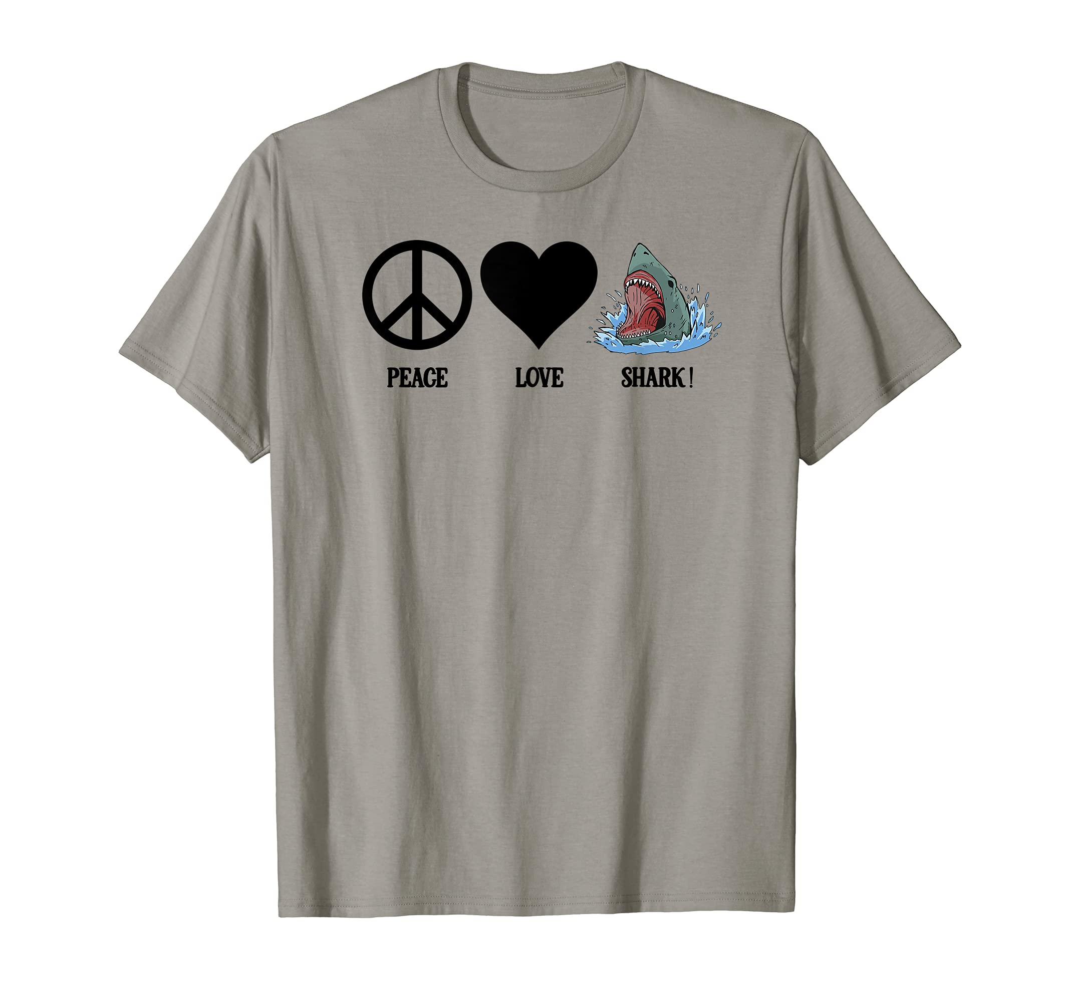 Funny Sea Beach Peace Love Shark T-Shirt - Graphic Print for Adults - T-Shirt, Sweatshirt, Hoodie