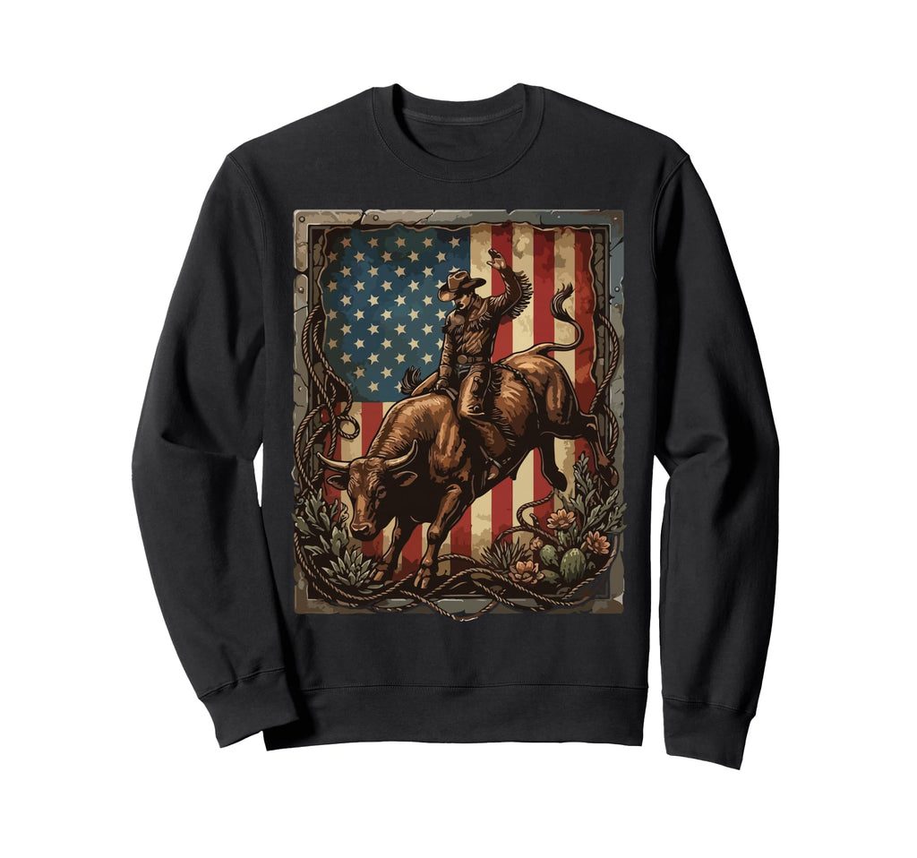 Rodeo Bull Riding Cowboy Western Sweatshirt - Minimalist Print Men Women - T-Shirt, Sweatshirt, Hoodie