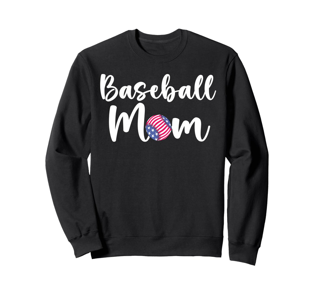Baseball Mom Patriotic Us Flag Mom Sweatshirt - Graphic Print Unisex - T-Shirt, Sweatshirt, Hoodie