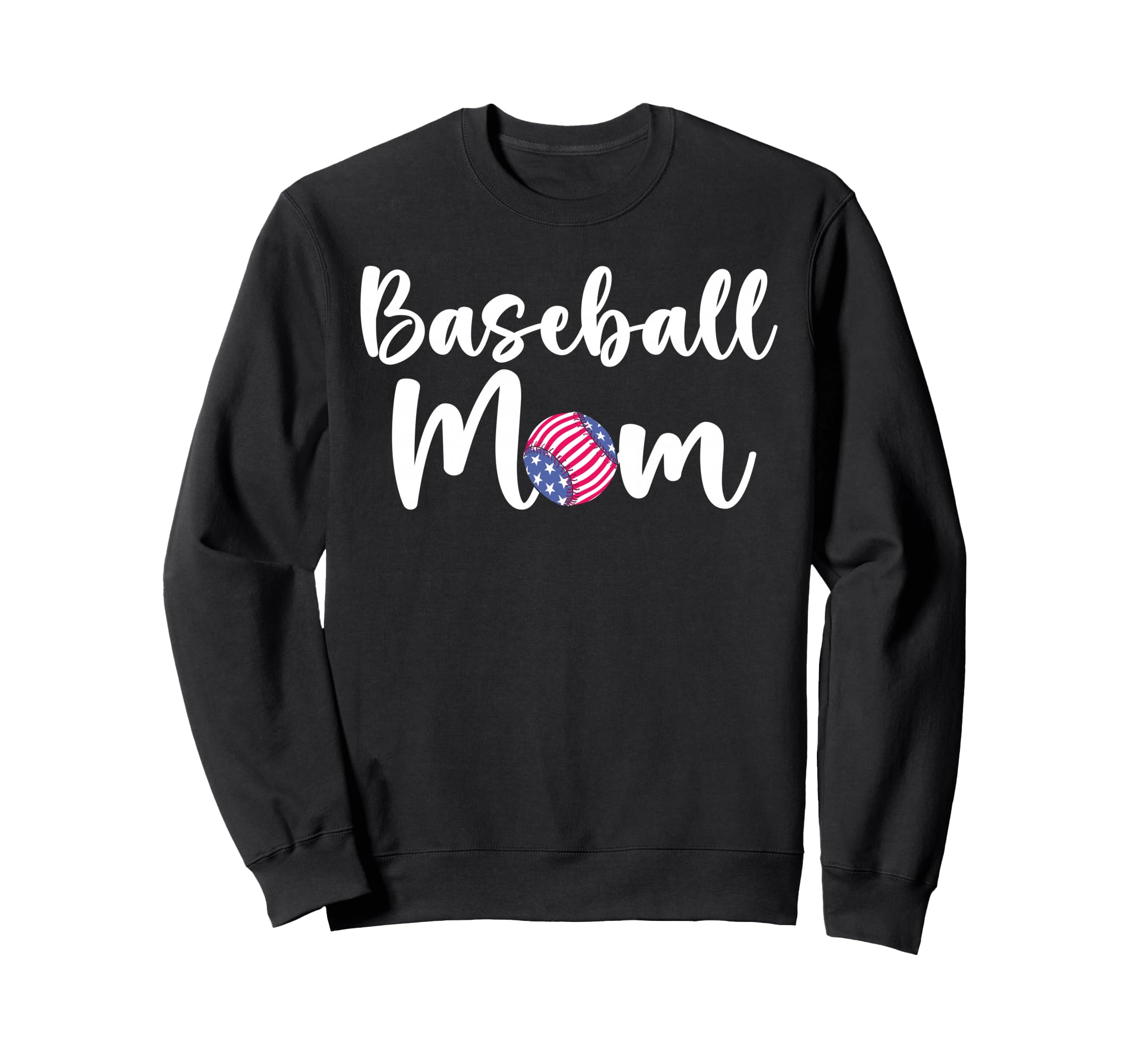 Baseball Mom Patriotic Us Flag Mom Sweatshirt - Graphic Print Unisex - T-Shirt, Sweatshirt, Hoodie