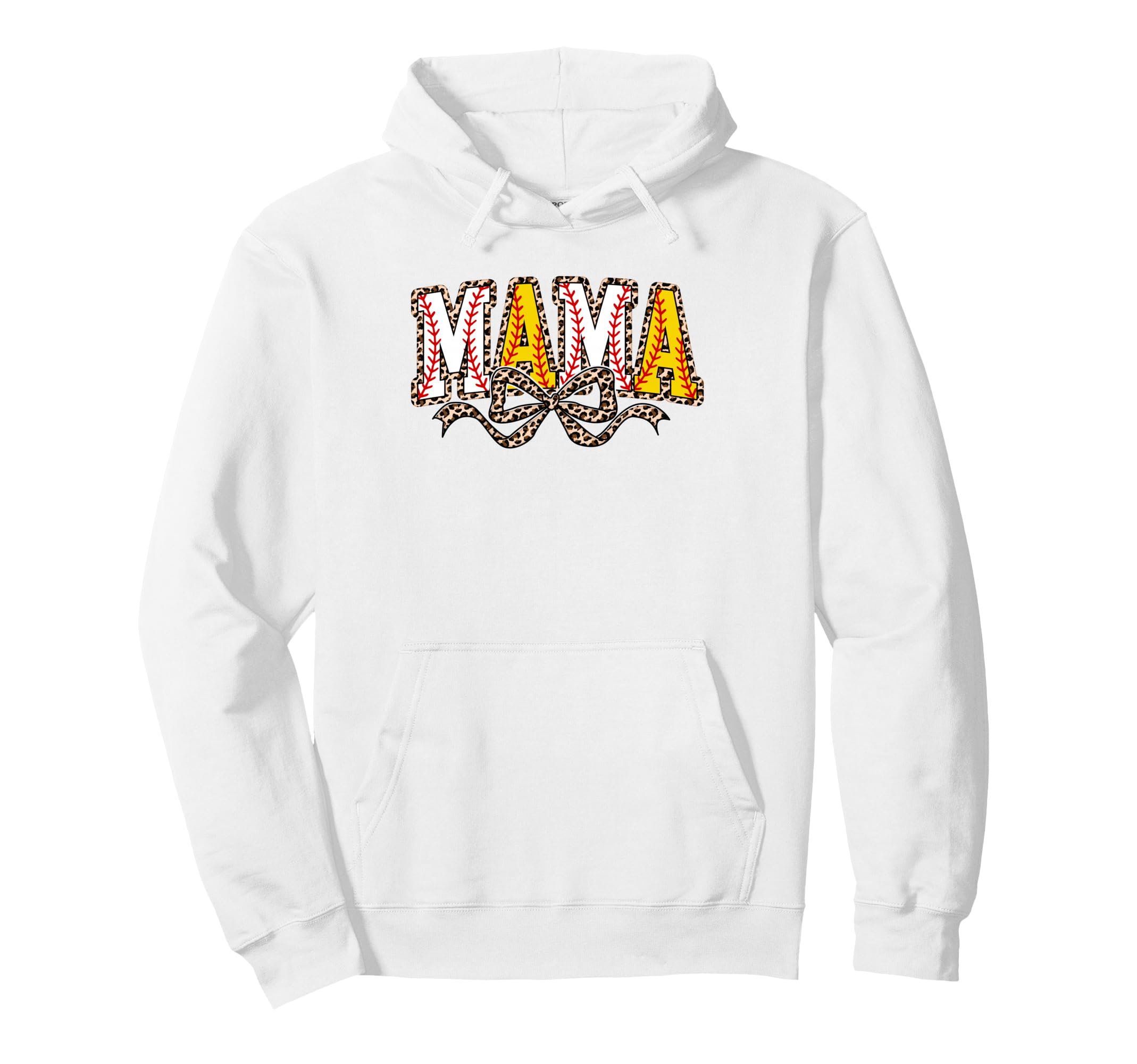 Leopard Baseball Softball Mama Bow Hoodie - Graphic Print for Adults - T-Shirt, Sweatshirt, Hoodie